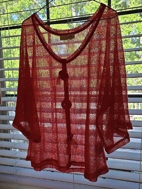 Simply Noelle Open-Weave Summer Top - Lipstick Pink With A Hint Of Sparkle!